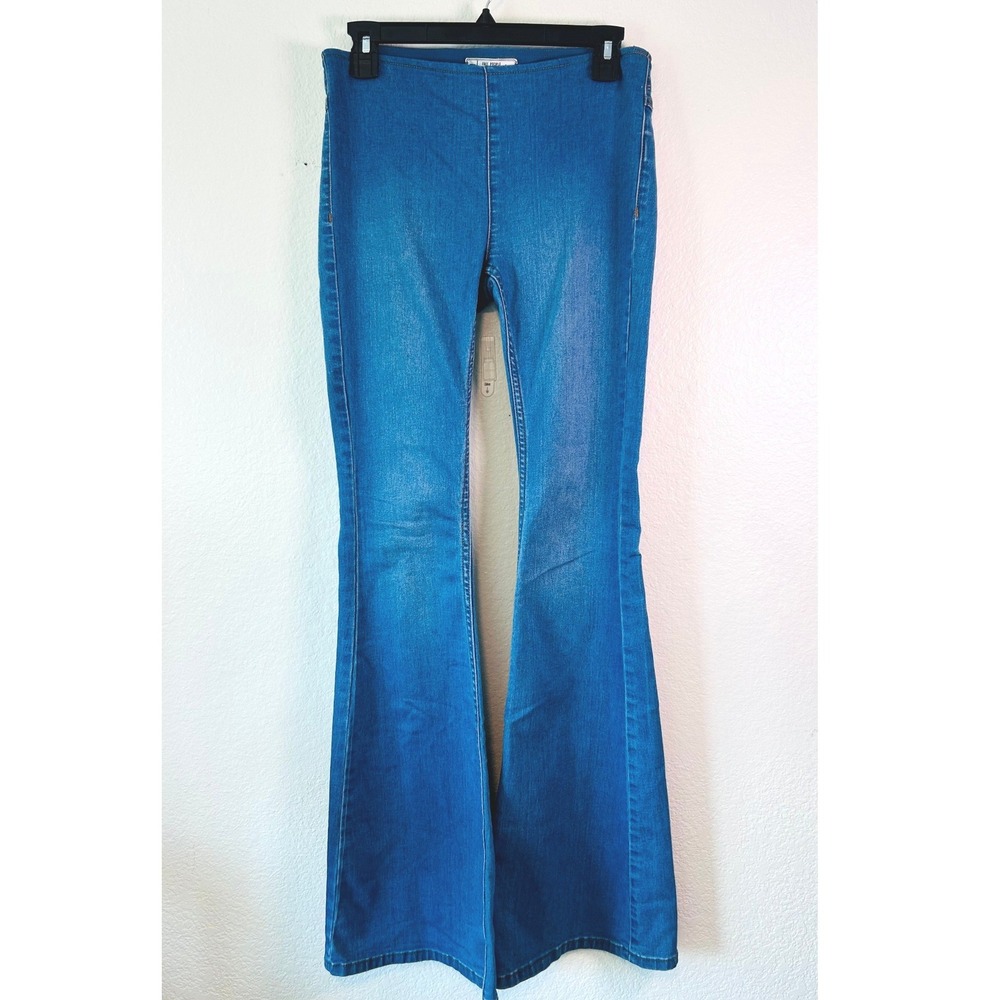 Free People Just Float On Flare Jeans Boho Blue High Rise Bell Bottom Denim W27